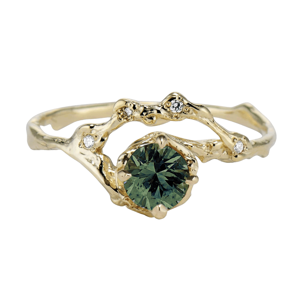 Demi Naples Half Halo w/Green Sapphire
