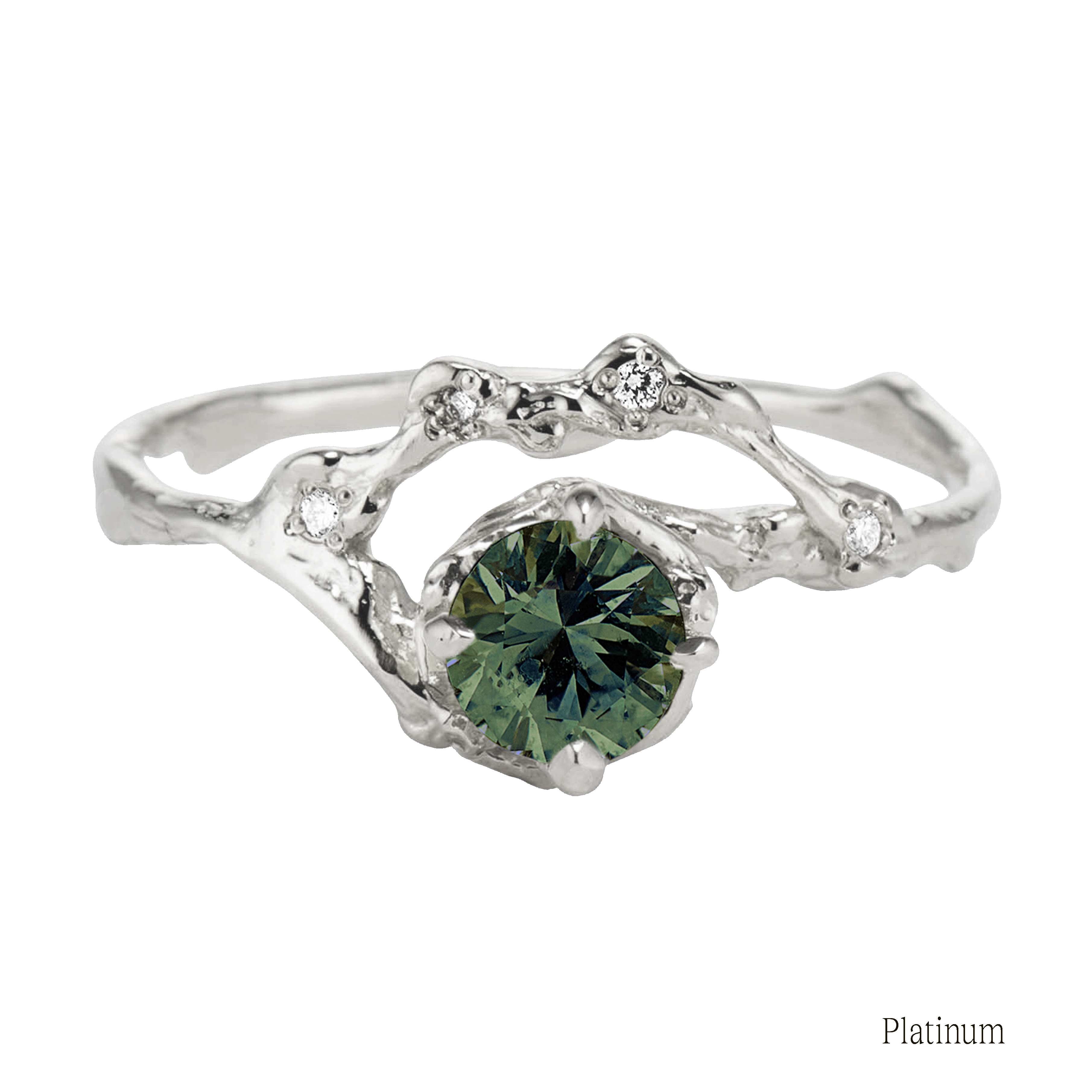 Demi Naples Half Halo w/Green Sapphire