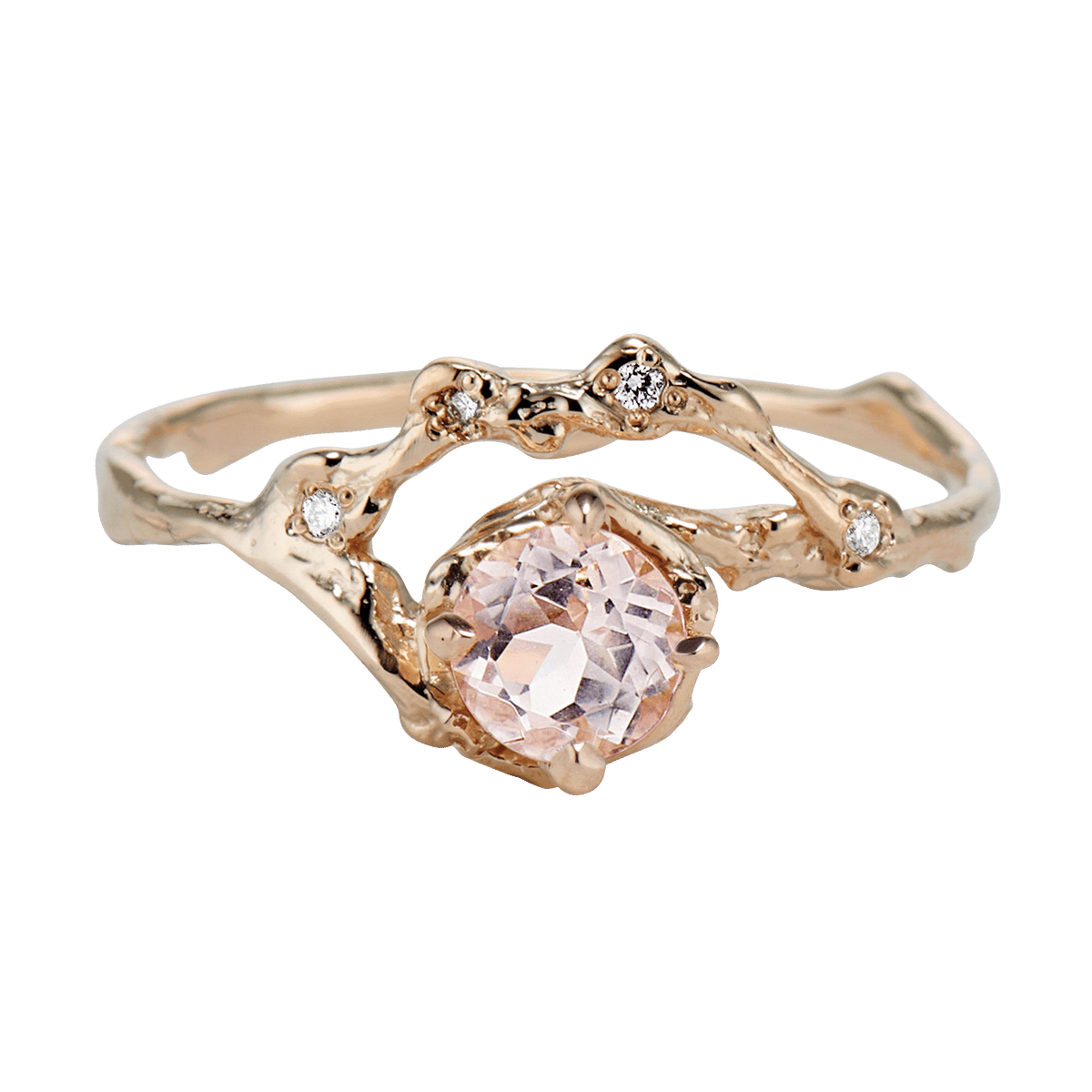 Demi Naples Morganite Half Halo Ring