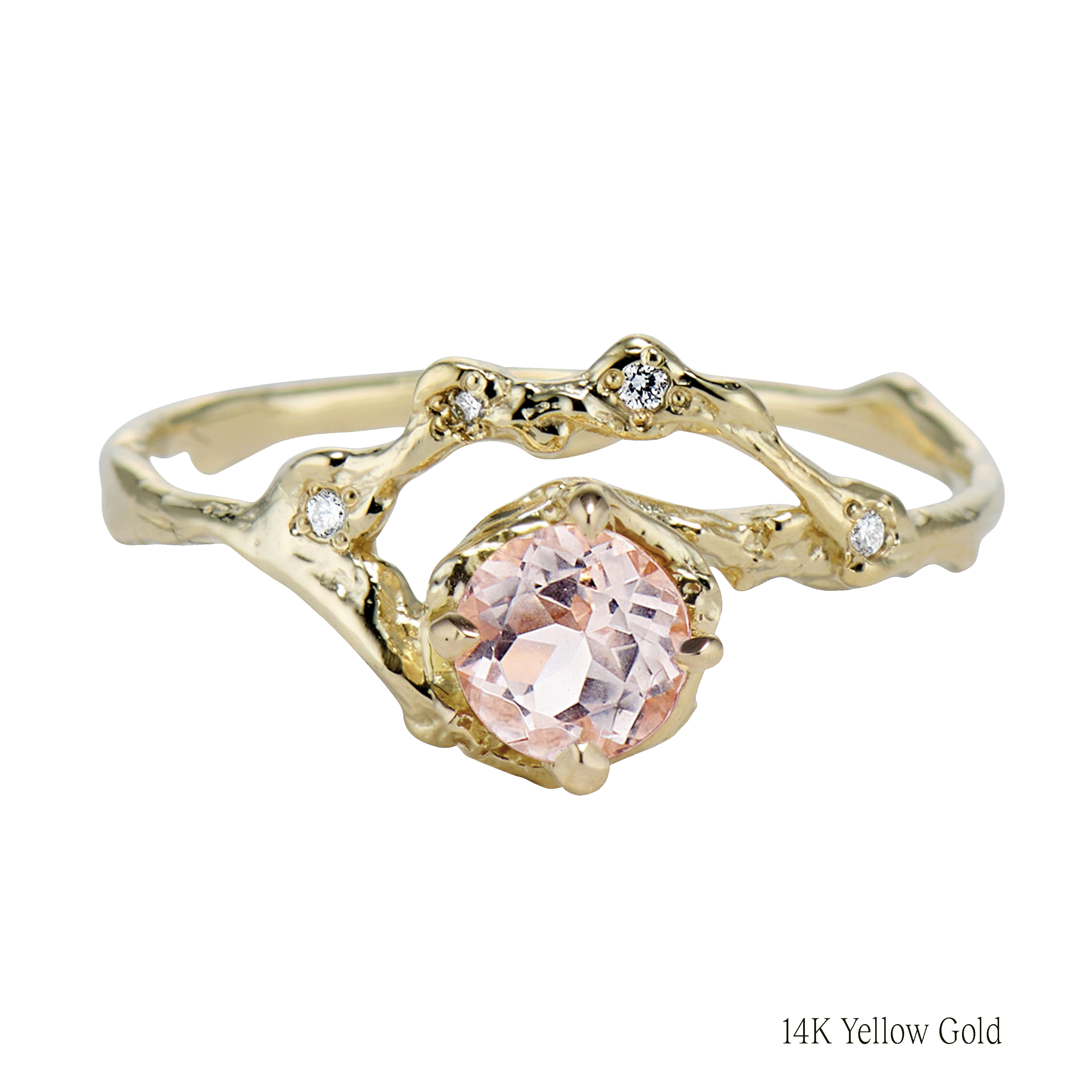 Demi Naples Morganite Half Halo