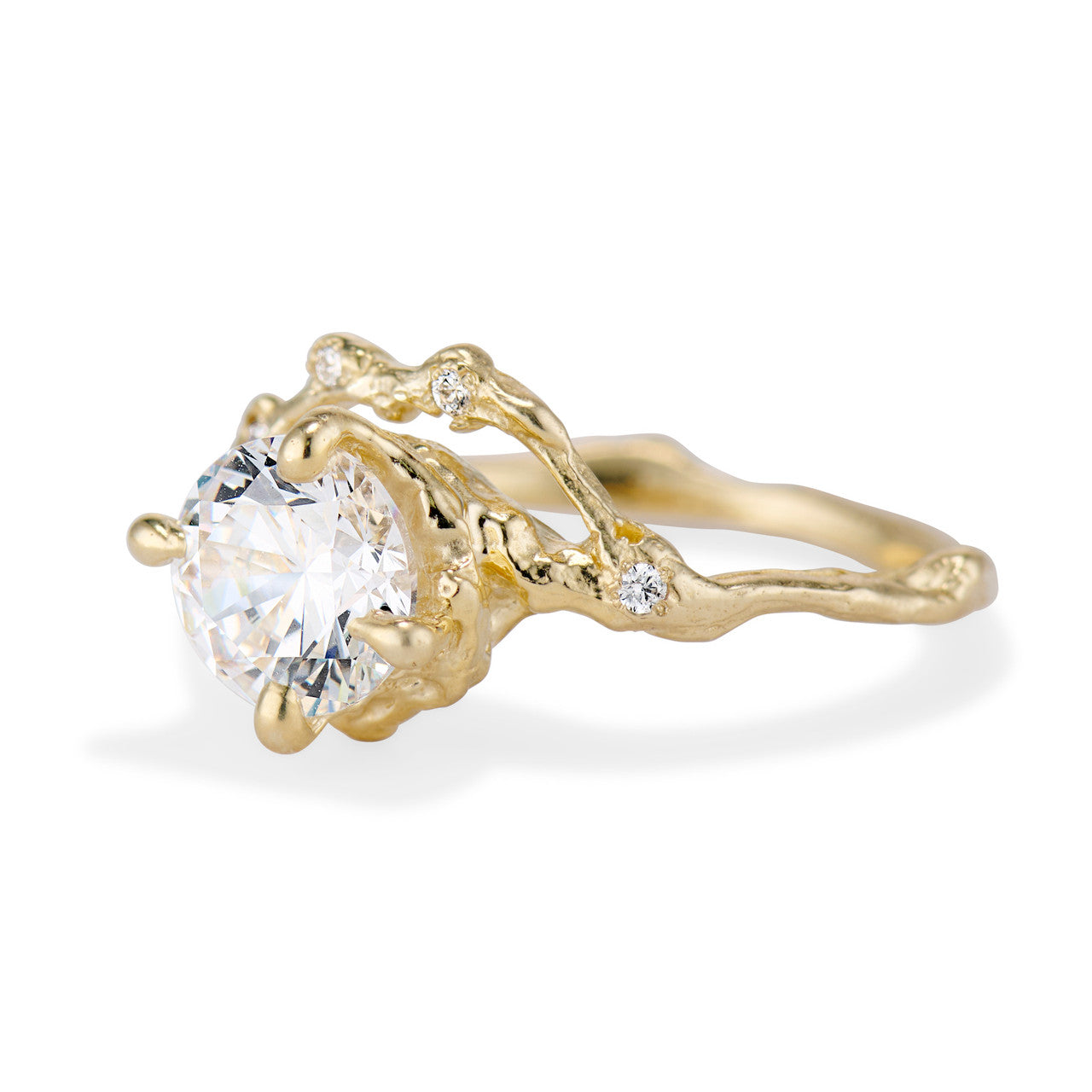 14K Yellow Gold Naples Diamond Half Halo Ring by Olivia Ewing Jewelry