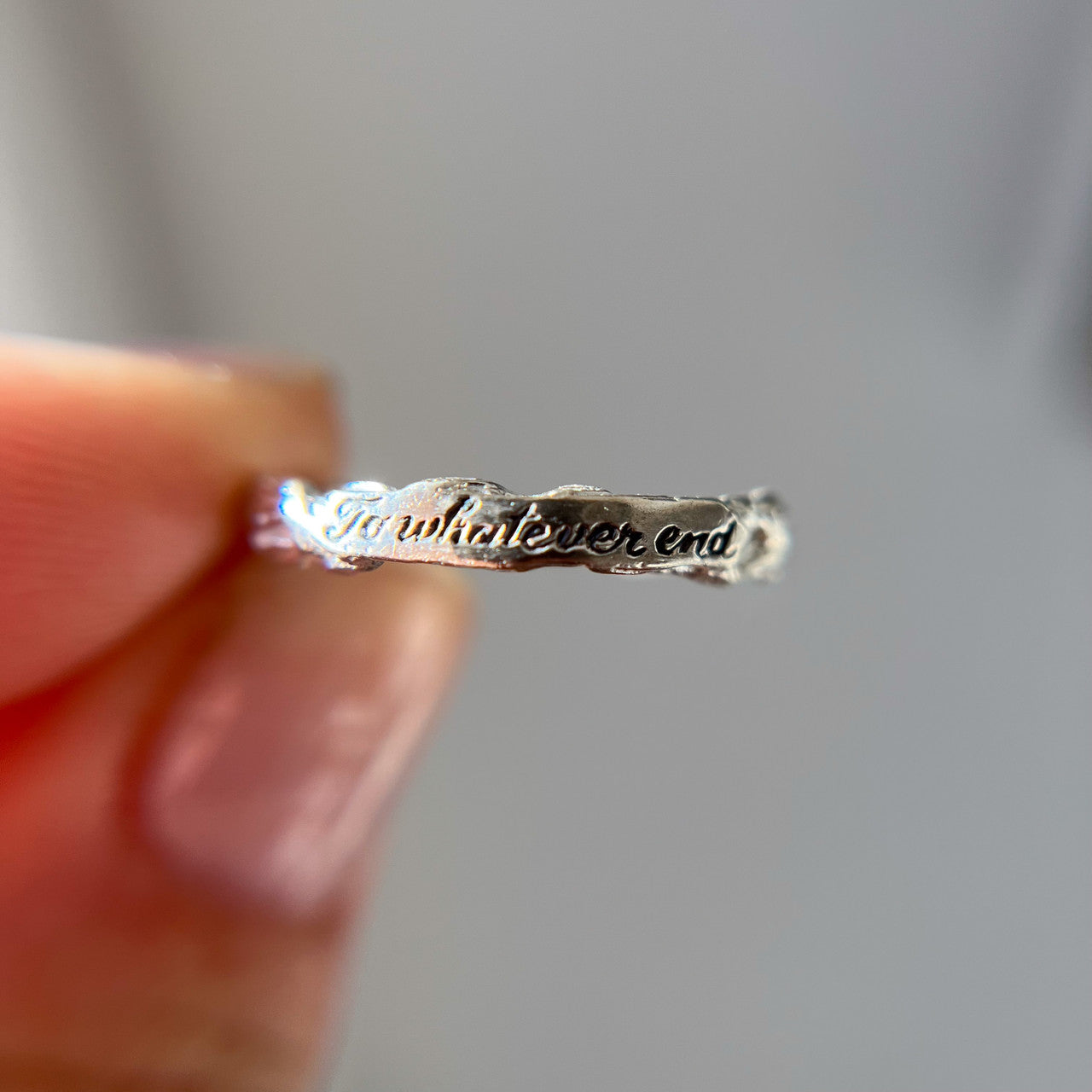 14K White Gold Fireheart Woodland Signet Ring