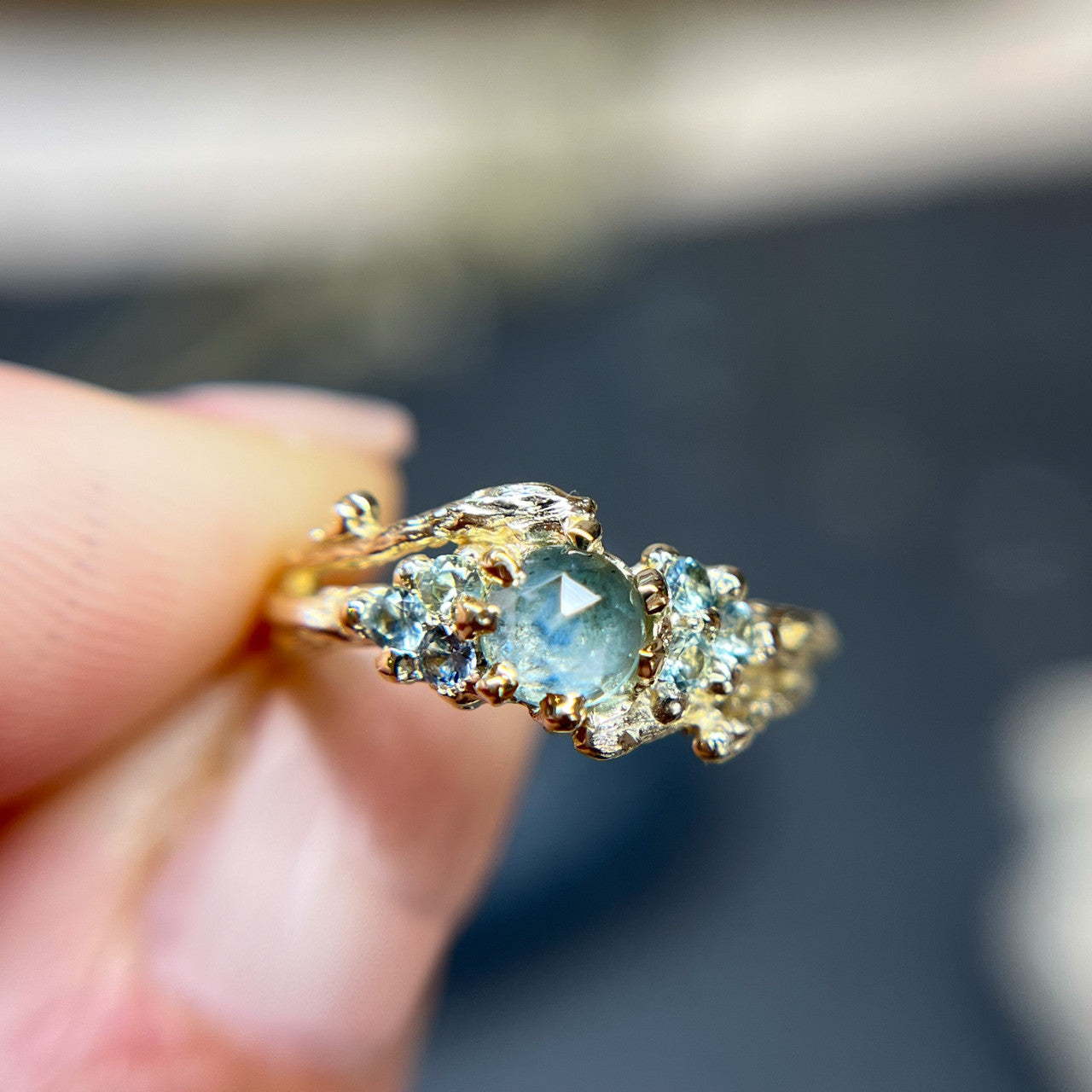 OOAK - Feyre Rose Cut Montana Sapphire Ring