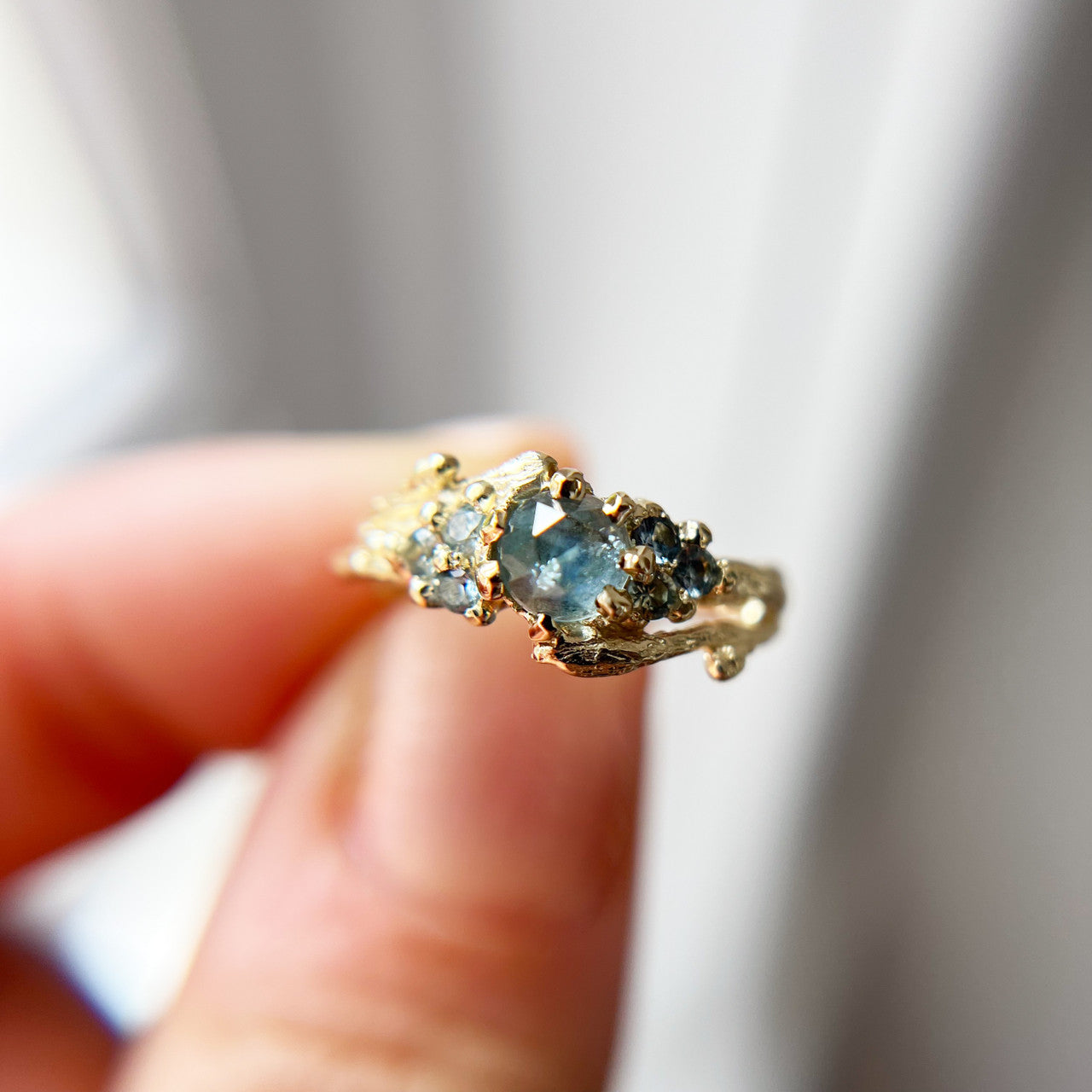 OOAK - Feyre Rose Cut Montana Sapphire Ring