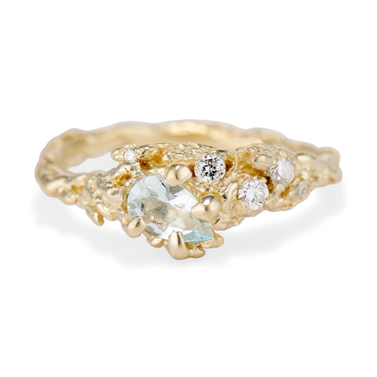 Juniper Aquamarine and Diamond Cluster Ring