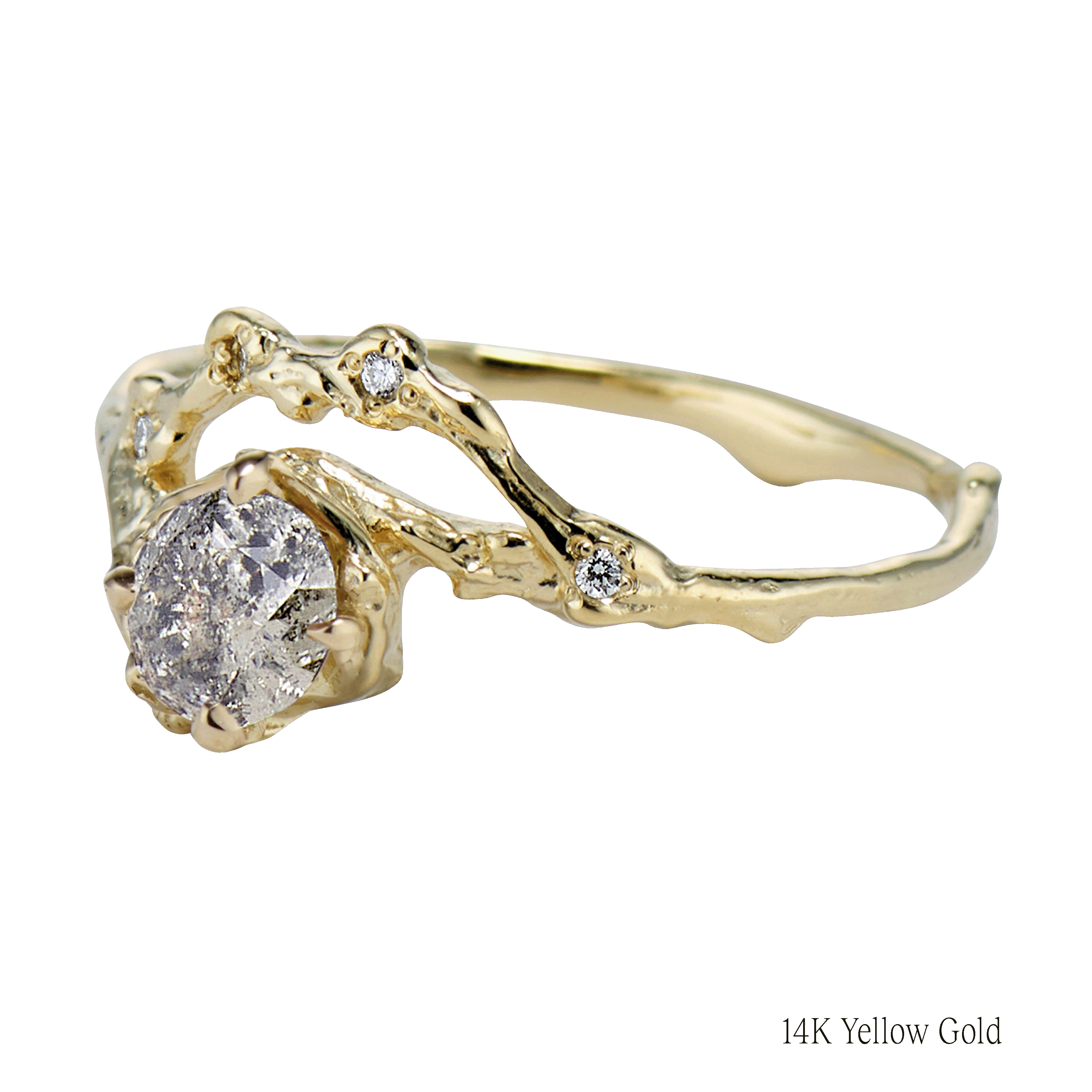 Demi Naples Half Halo w/Salt & Pepper Diamond