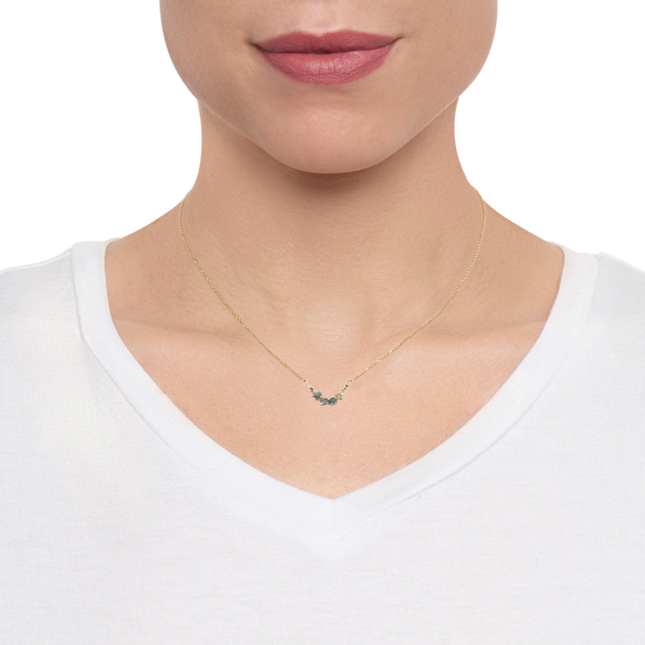 Raw gemstone Montana sapphire necklace by Olivia Ewing Jewelry