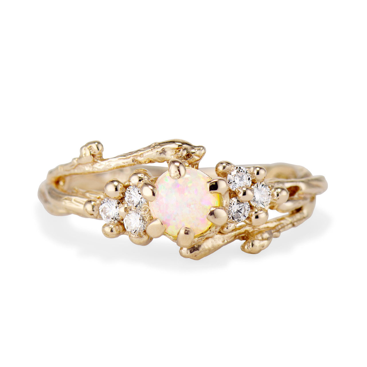 14K Yellow Gold Feyre Goddess Opal Cluster Ring by Olivia Ewing Jewelry