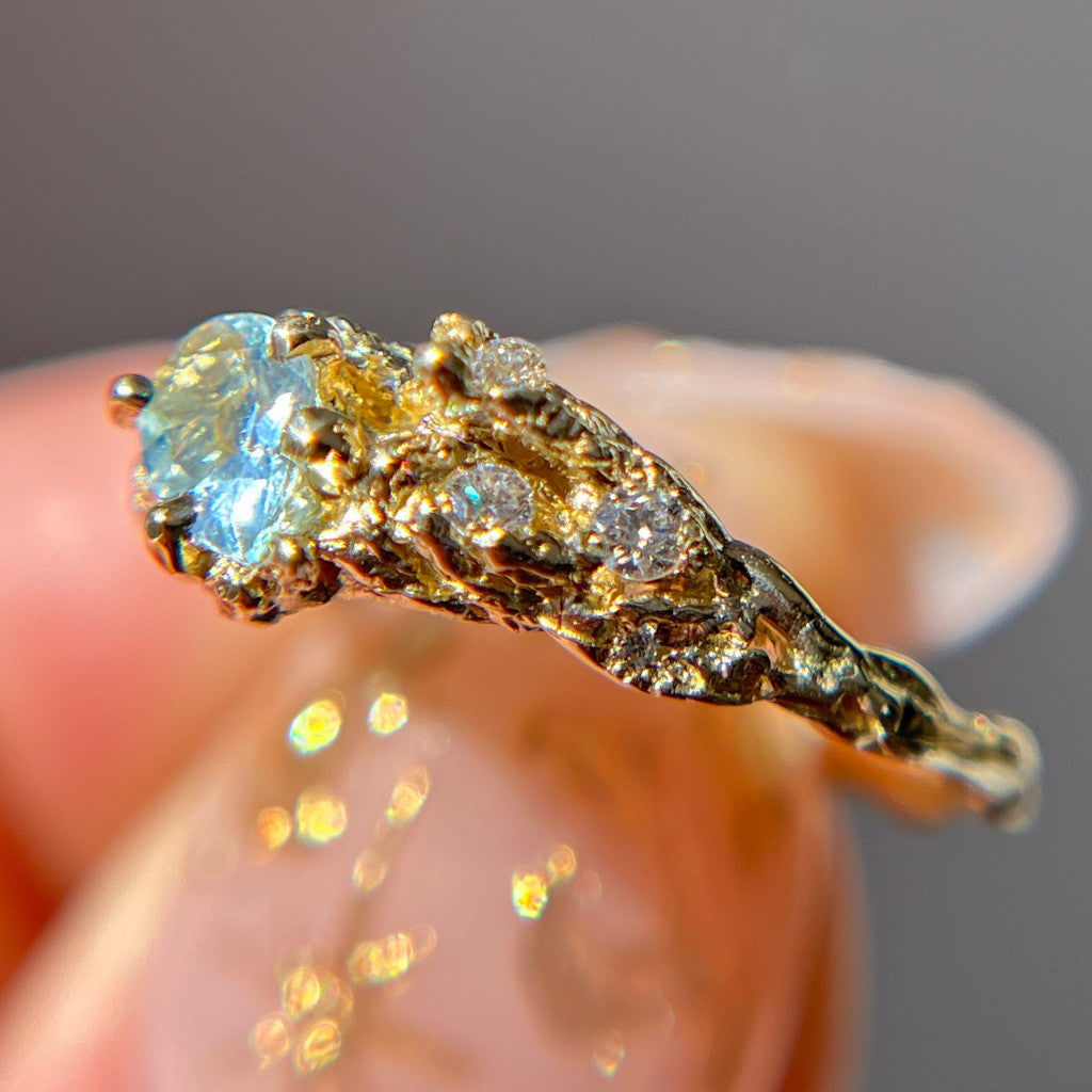 Juniper Aquamarine and Diamond Cluster Ring