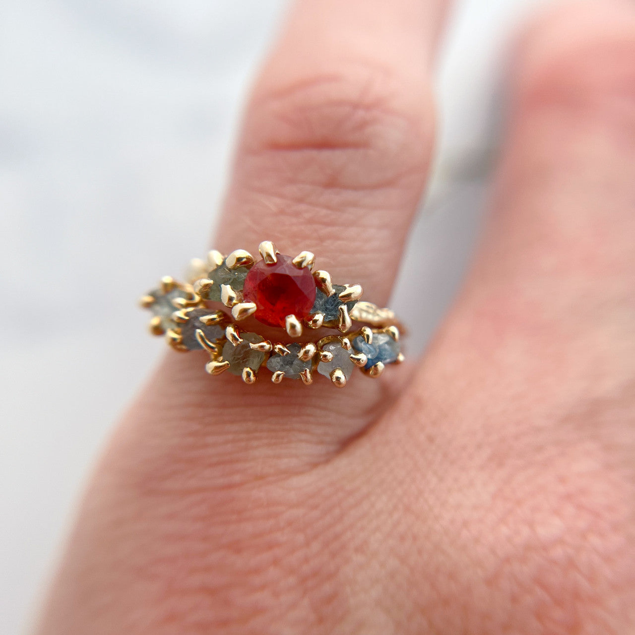 14K Yellow Gold Garland Montana Sapphire Contour Ring by Olivia Ewing Jewelry