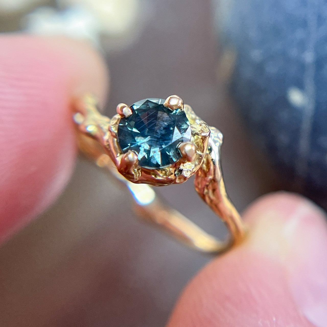 Demi Naples Teal Sapphire Solitaire