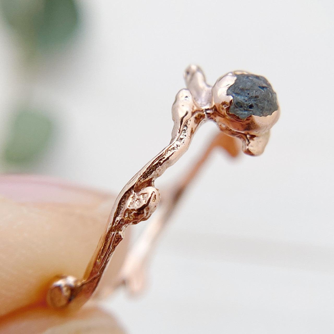 rough sapphire bezel ring by Olivia Ewing Jewelry