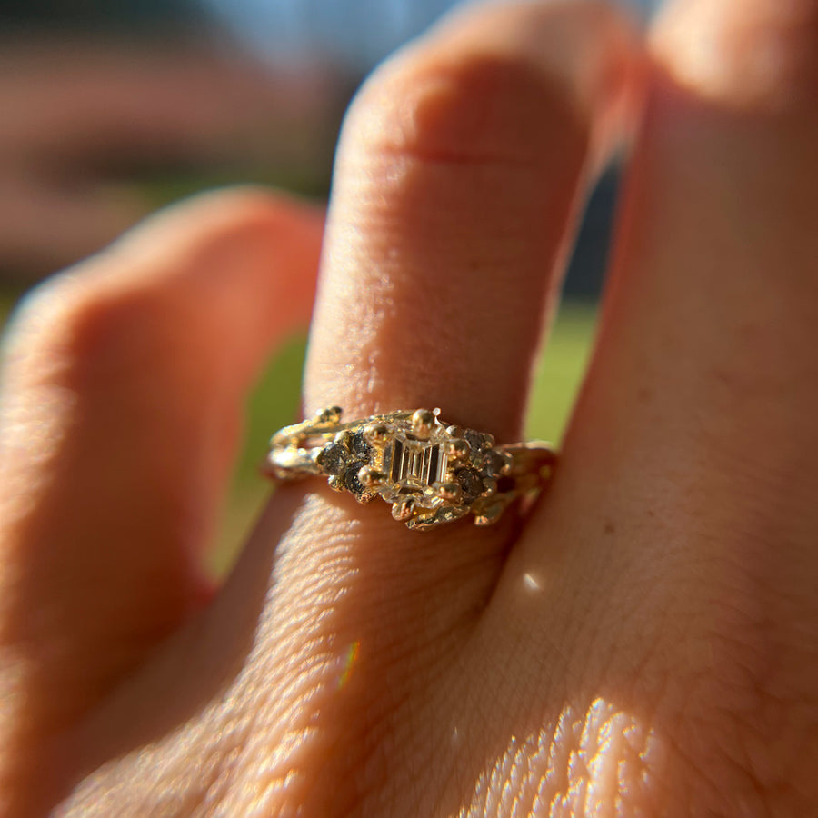 OOAK - Feyre Emerald Cut Diamond Cluster Ring