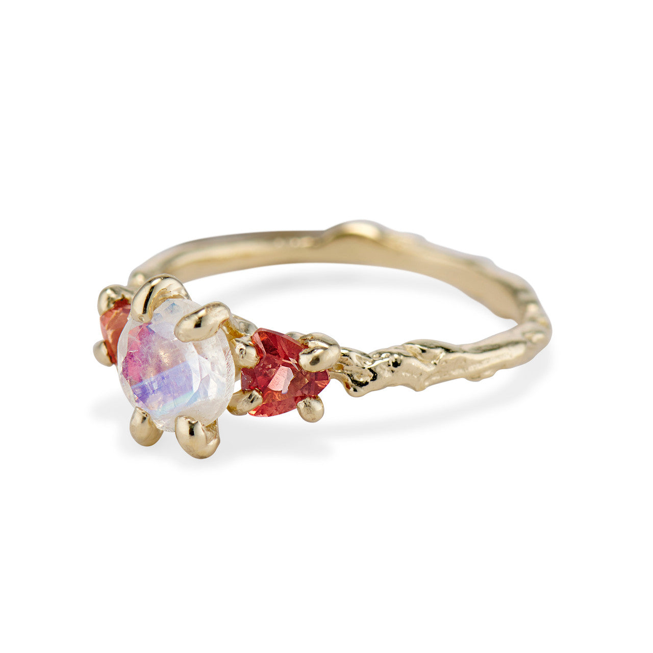 Naples Moonstone & Sunstone Three Stone Ring - Ready To Ship