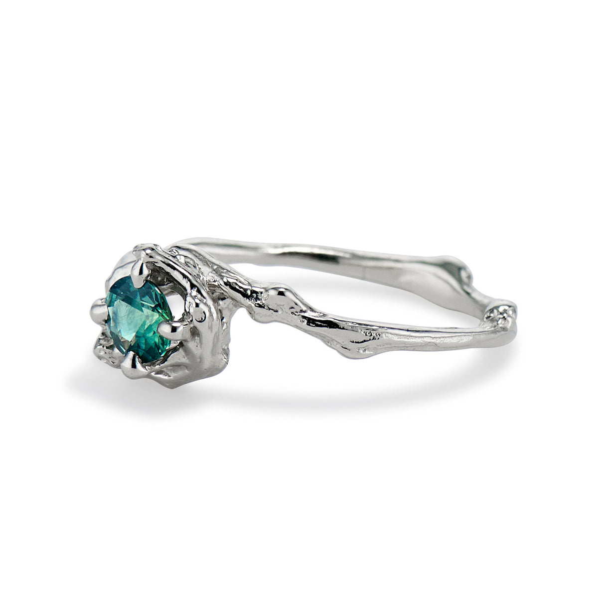 Green sapphire engagement ring by Olivia Ewing Jewelry