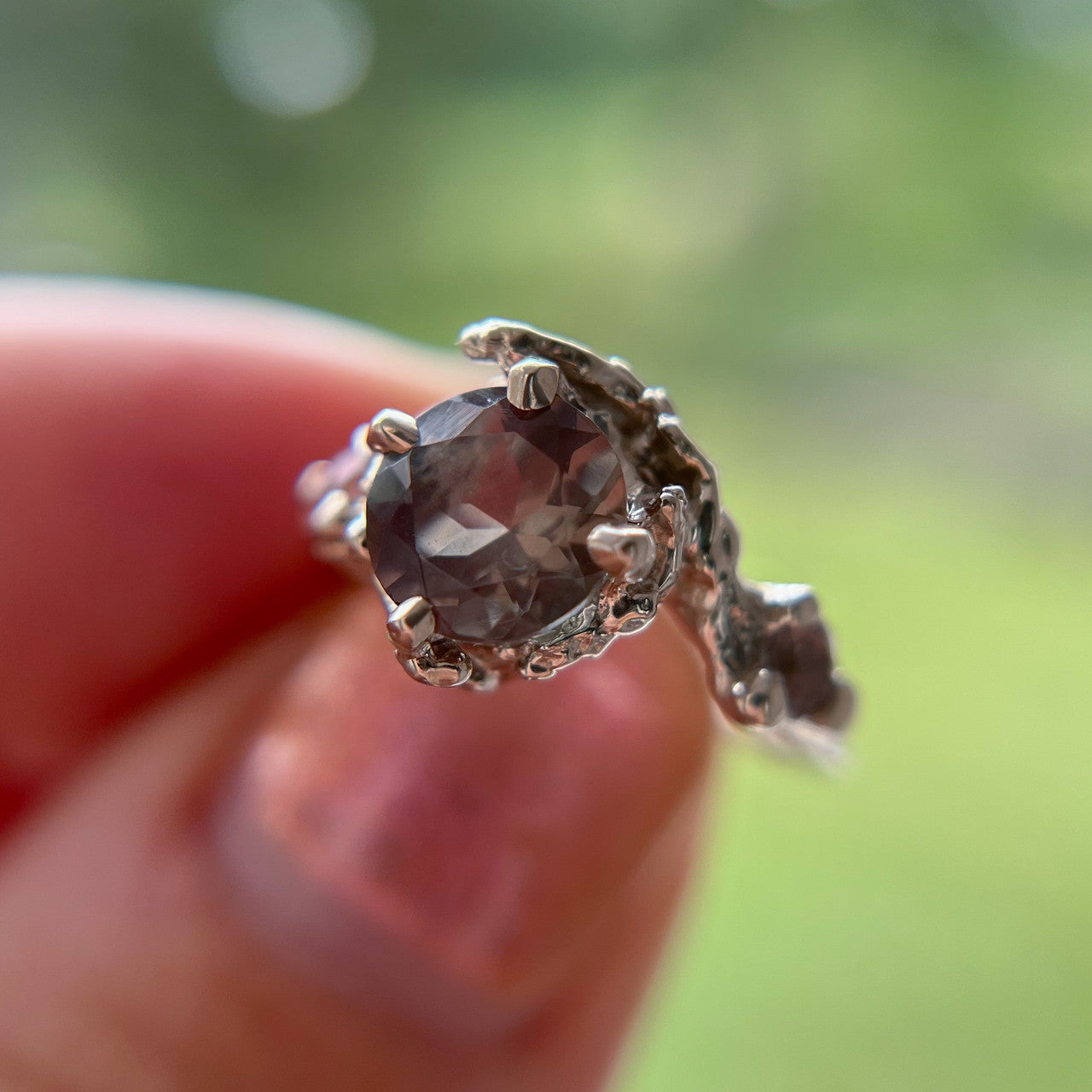 14K White Gold Naples Oregon Sunstone Trio Ring by Olivia Ewing Jewelry