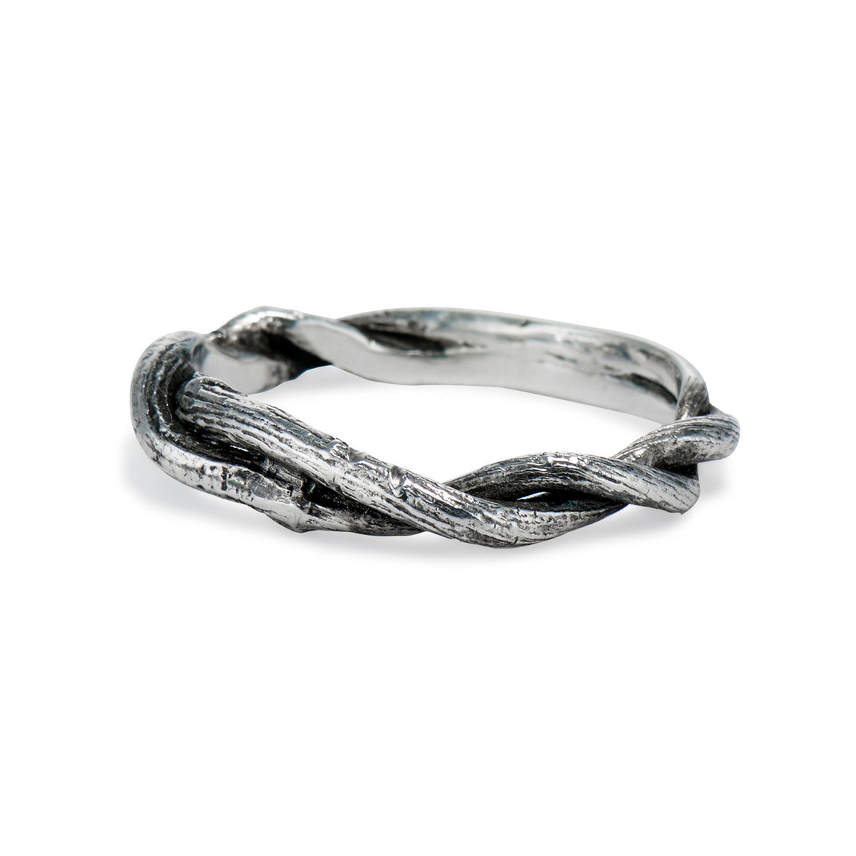 Men's oxidized silver wedding ring by Olivia Ewing Jewelry