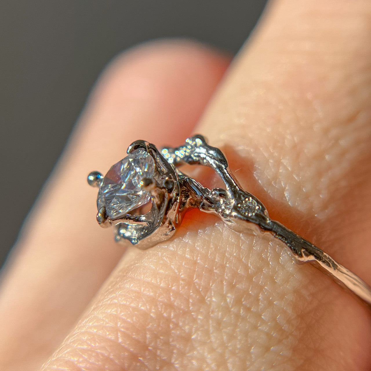 Platinum Demi Naples Moissanite Half Halo Ring