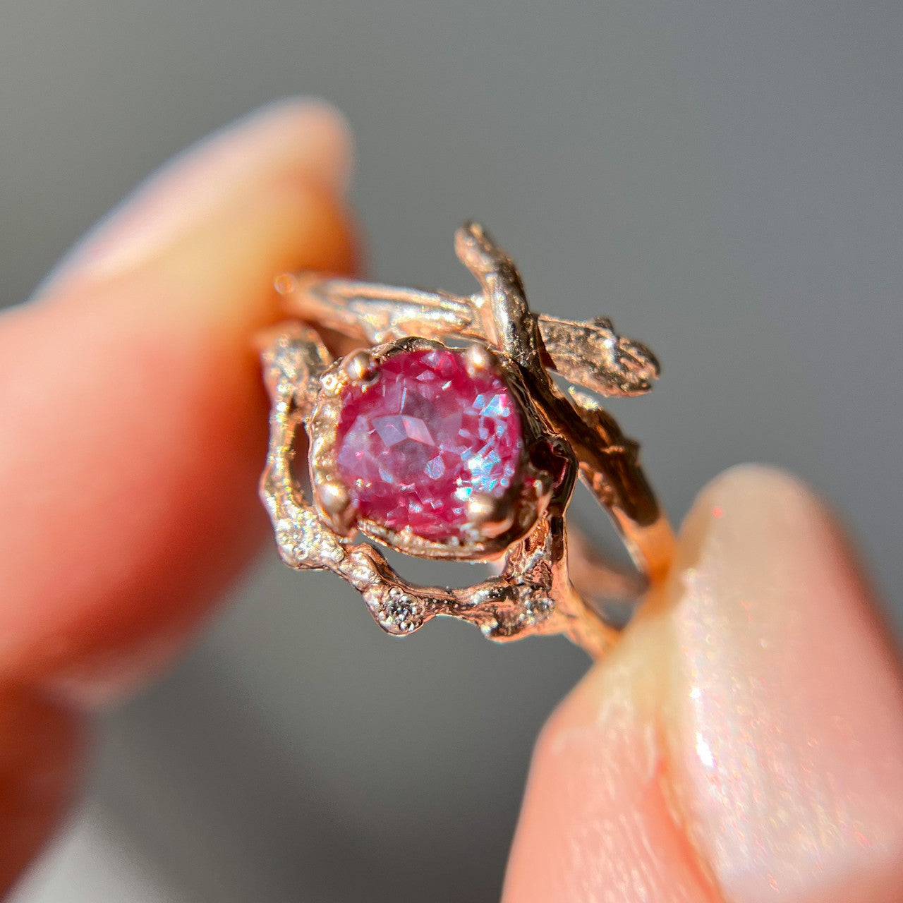 Naples Alexandrite Half Halo Ring
