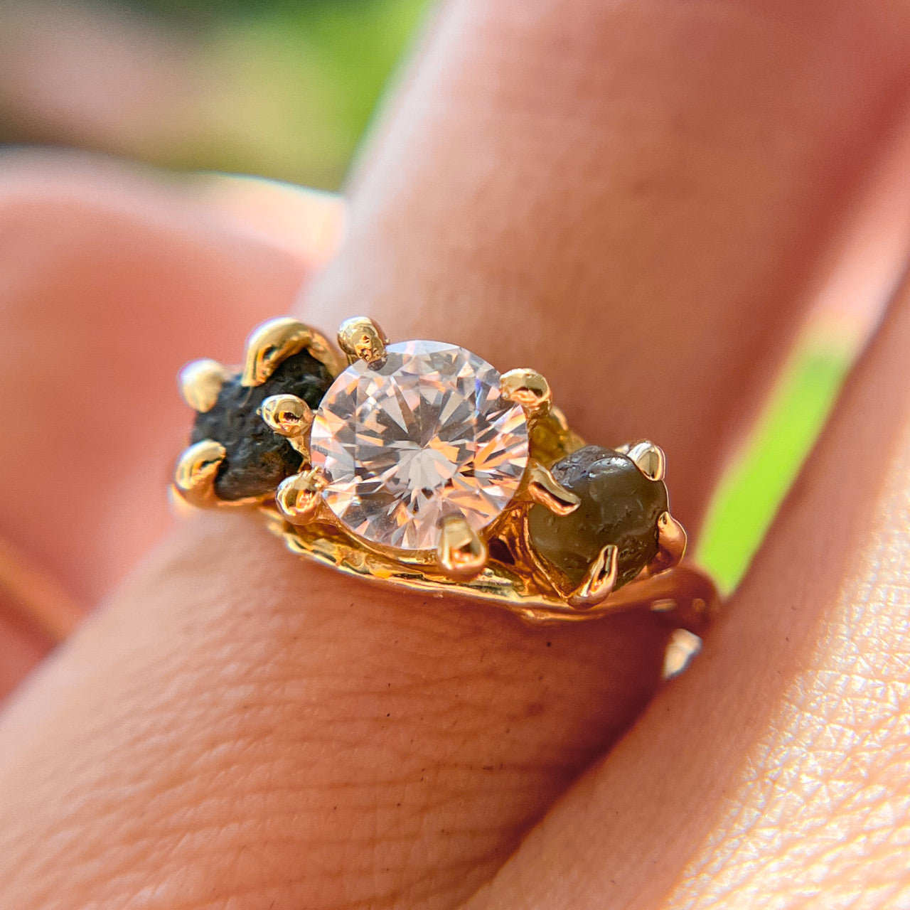 14K Unity One Carat Diamond Three Stone Ring by Olivia Ewing Jewelry