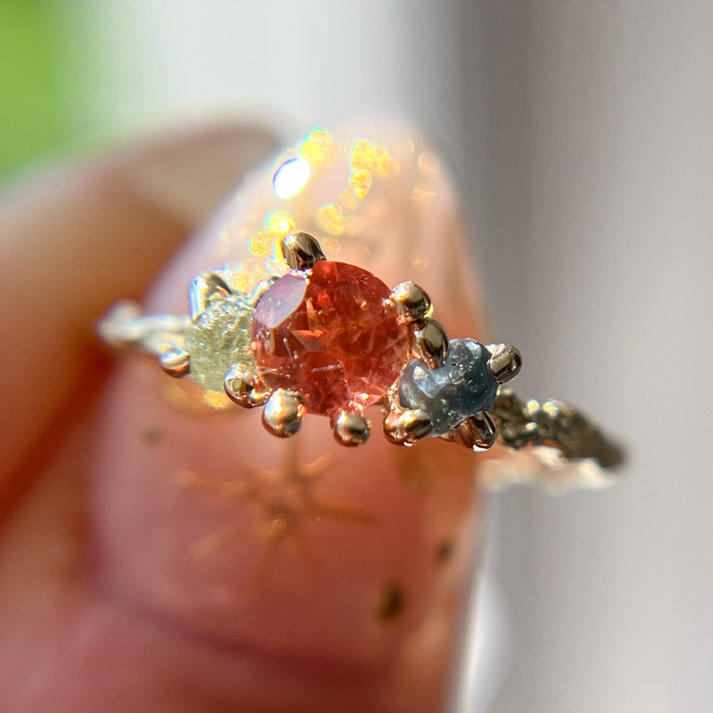 Naples Oregon Sunstone Three Stone Ring
