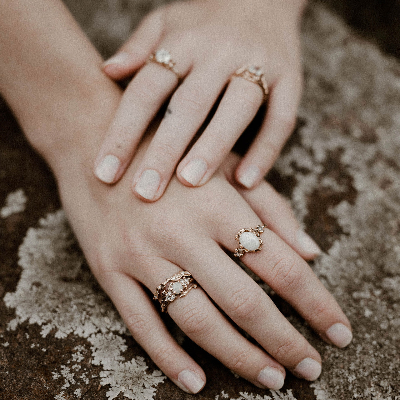 14K White Gold Feyre Opal Cluster Ring by Olivia Ewing Jewelry