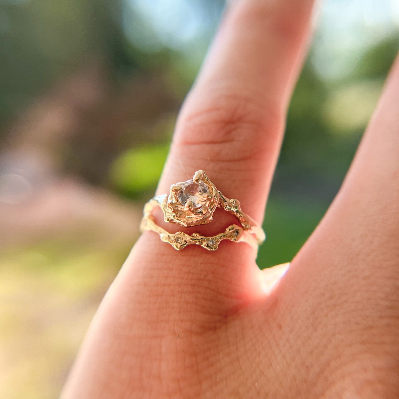 14K Yellow Gold Petite Naples Diamond Solitaire Ring by Olivia Ewing Jewelry
