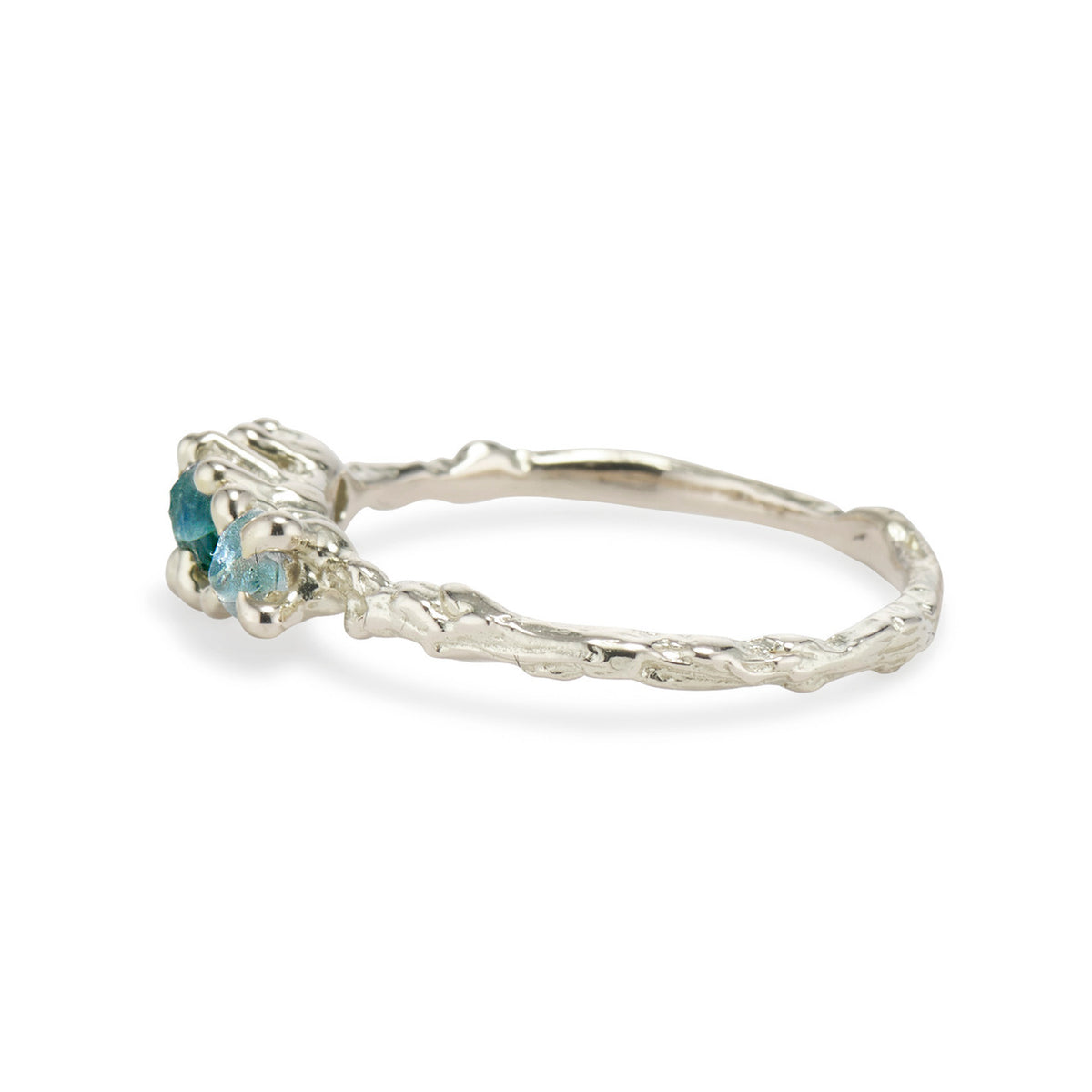 Silver Naples Montana Sapphire Three Stone Ring