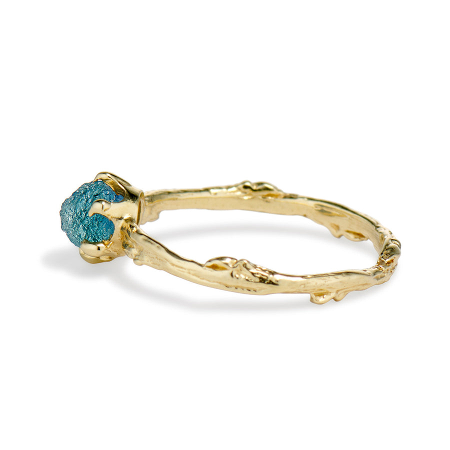 Bluebell Rough Montana Sapphire Solitaire Ring