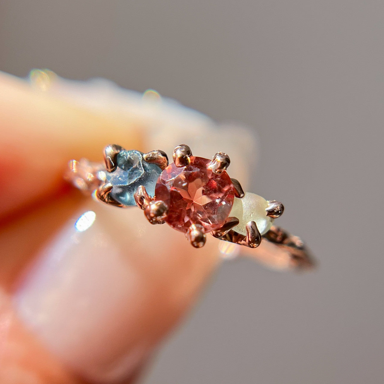 Naples Oregon Sunstone Three Stone Ring