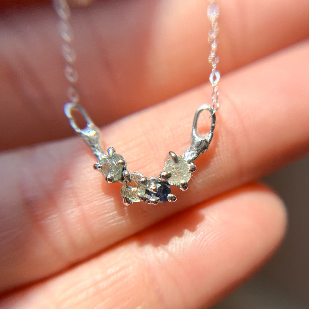 14K Yellow Gold Garland Rough Montana Sapphire Necklace
