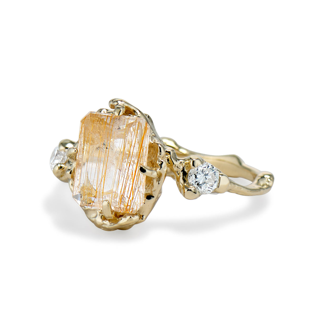 Naples Rutilated Quartz Trio Ring by Olivia Ewing Jewelry