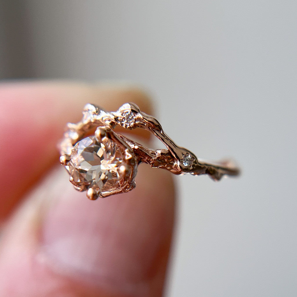 Demi Naples Morganite Half Halo