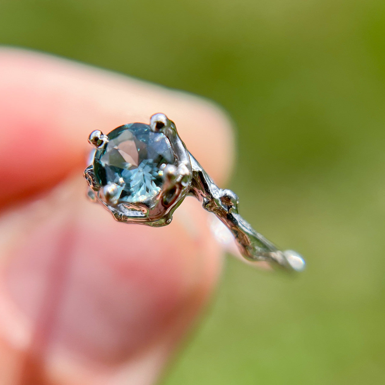 Demi Naples Teal Sapphire Solitaire