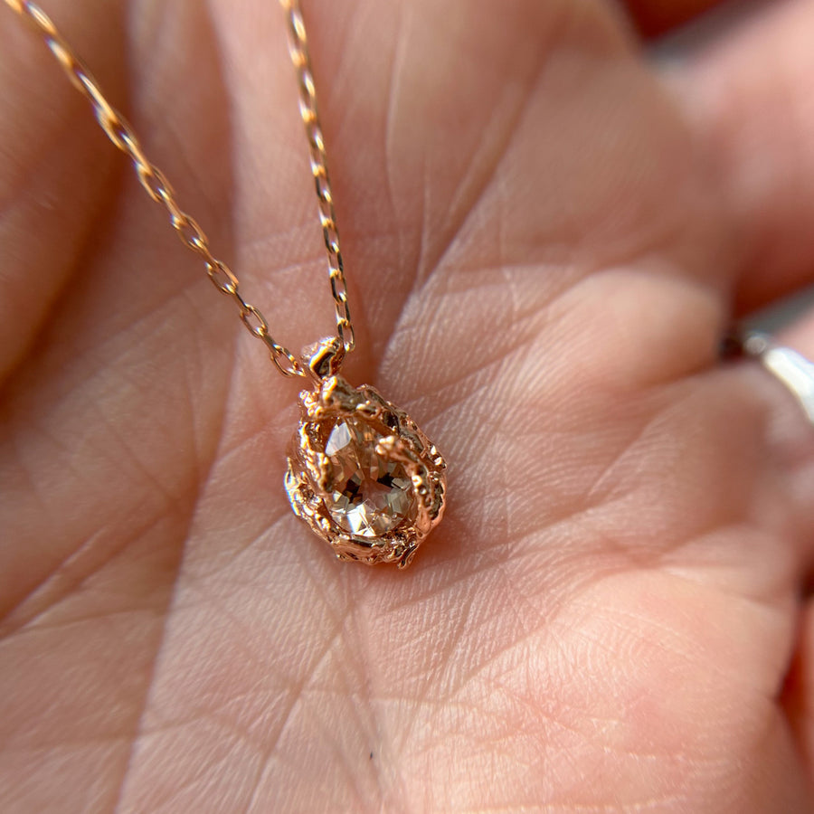 14K Rose Gold Naples Teardrop Morganite Necklace