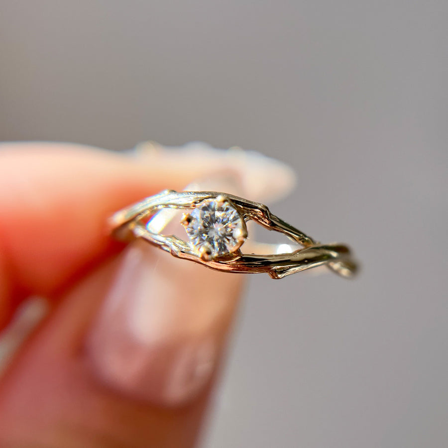 14K Yellow Gold Petite Unity Moissanite Solitaire Ring