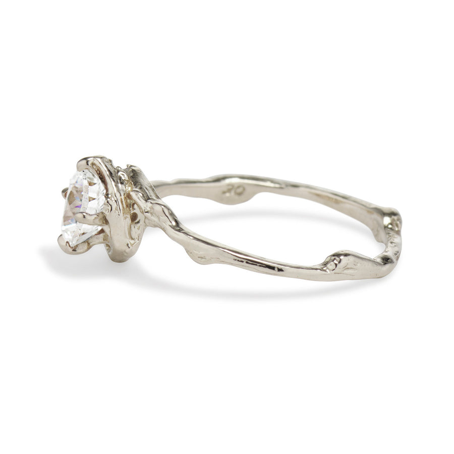 Nature inspired moissanite ring by Olivia Ewing Jewelry