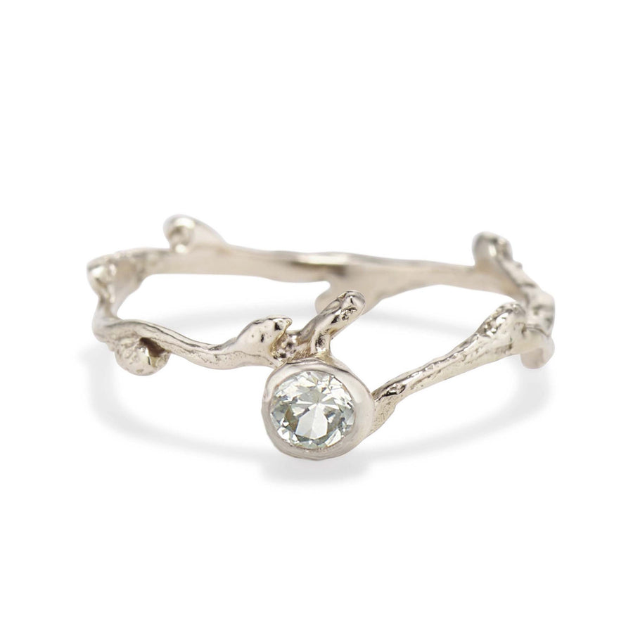 14k White gold tree branch inspired ring by Olivia Ewing Jewelry