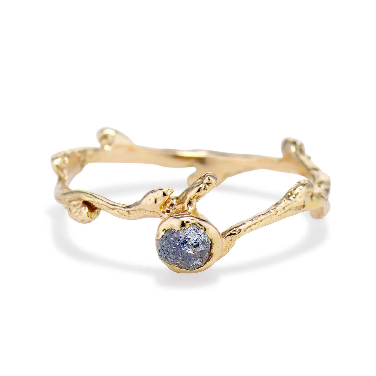 14K yellow gold budded twig wedding ring by Olivia Ewing Jewelry