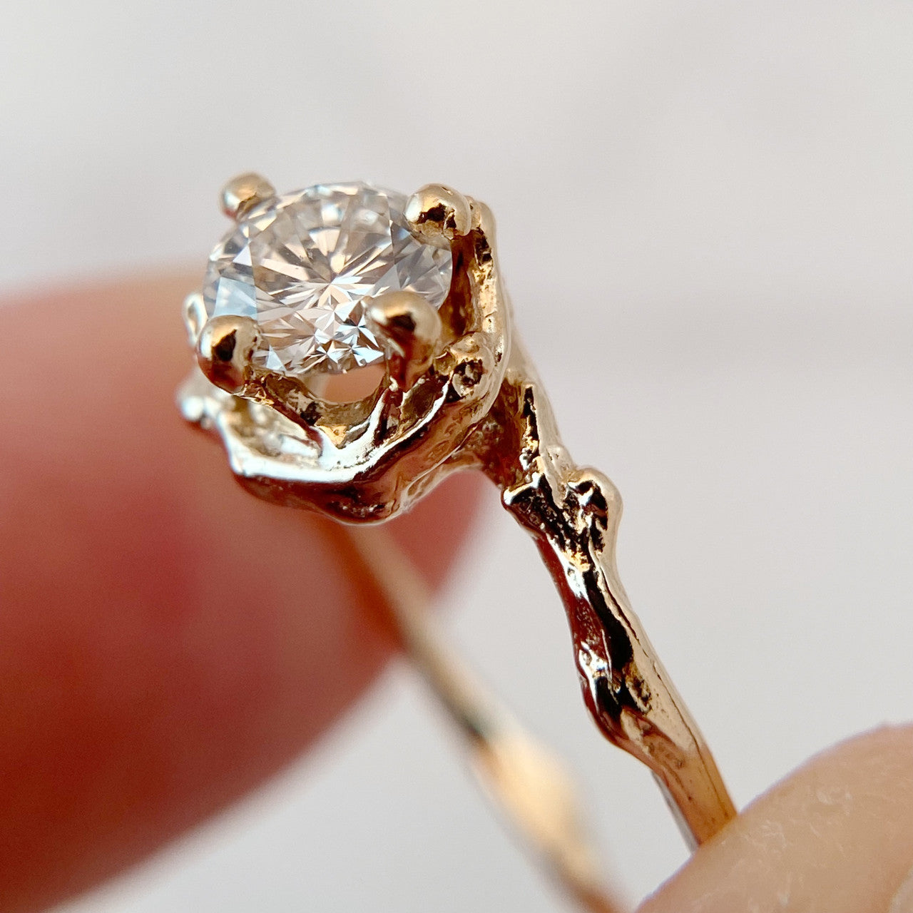 14K Yellow Gold Petite Naples Diamond Solitaire Ring by Olivia Ewing Jewelry