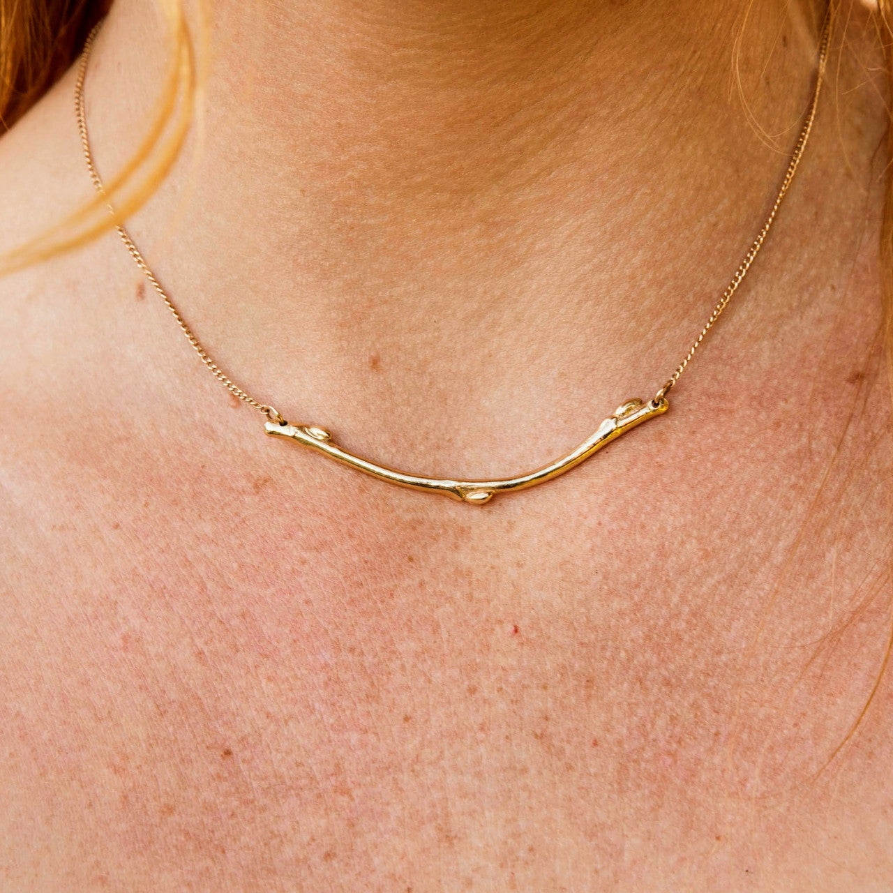 gold twig necklace for her by Olivia Ewing Jewelry