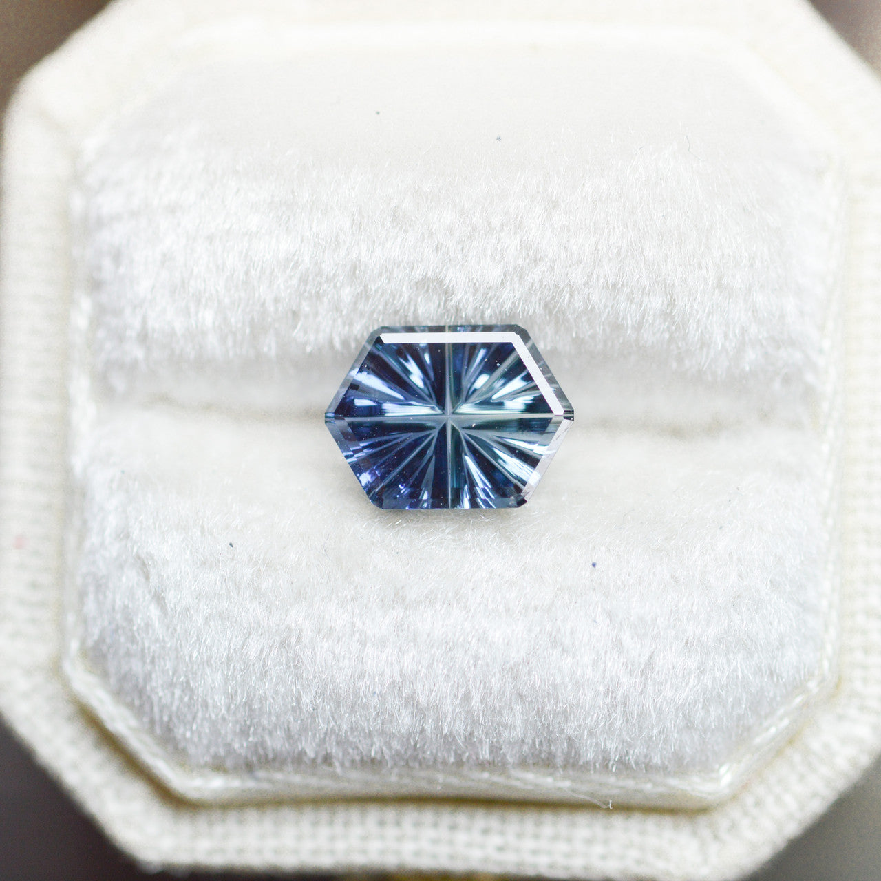 Brilliant Teal Blue Hexagon Sapphire StarBrite™ Cut by  John Dyer
