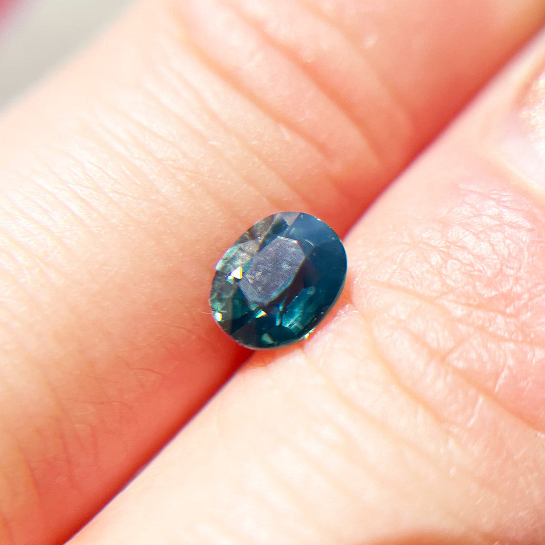 Oval Opalescent Teal Blue Sapphire