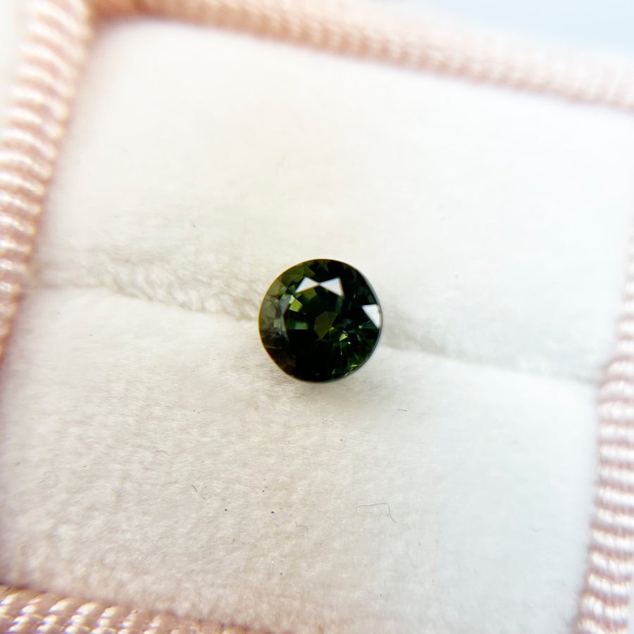 Round Olive Green Montana Sapphire