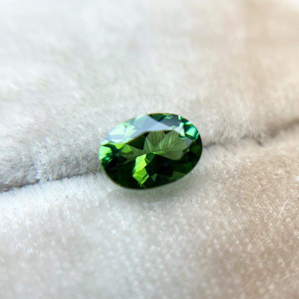 Vibrant Green Oval Montana Sapphire