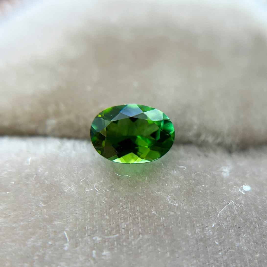 Vibrant Green Oval Montana Sapphire