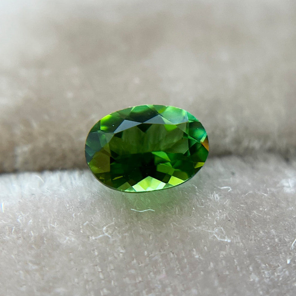 Vibrant Green Oval Montana Sapphire