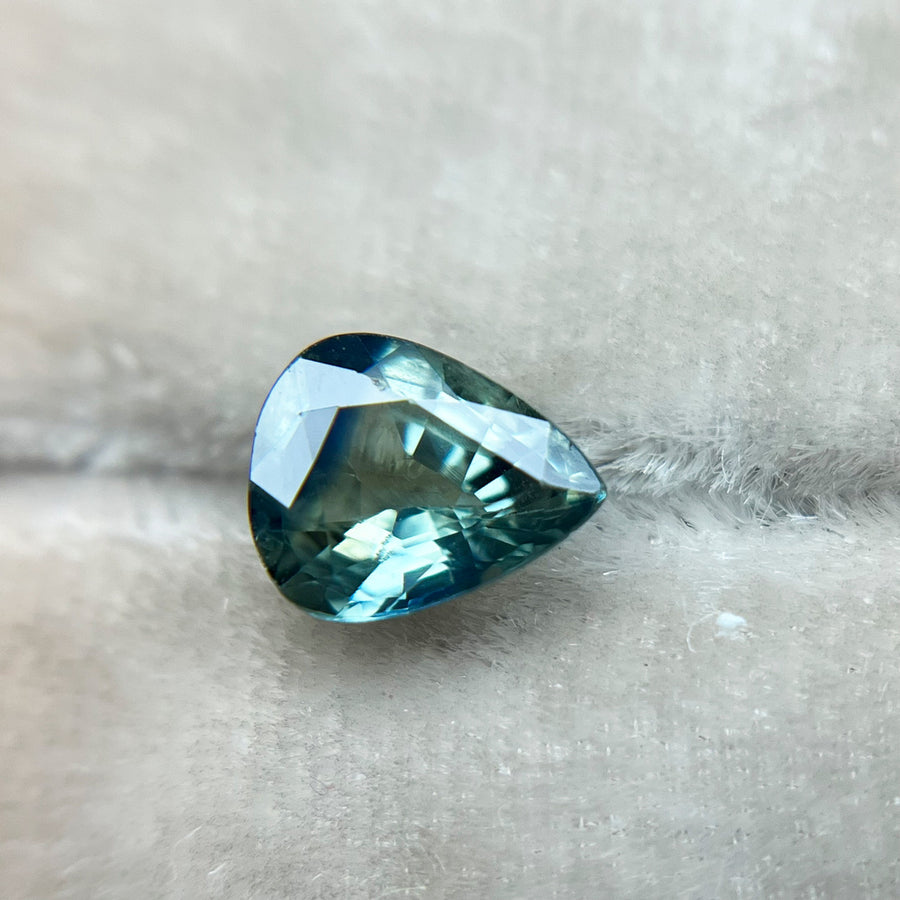 Light Teal Green Pear Cut Montana Sapphire