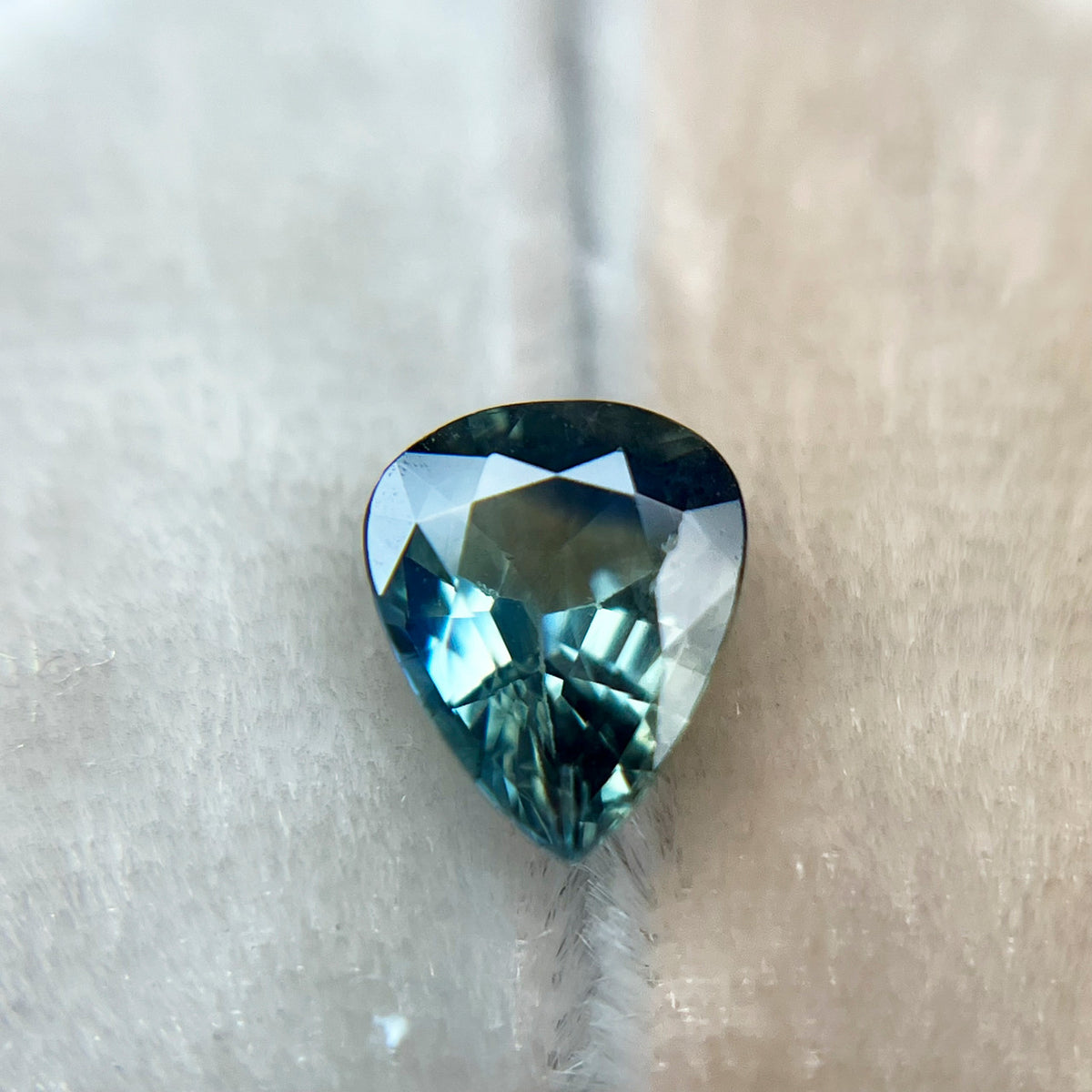 Light Teal Green Pear Cut Montana Sapphire