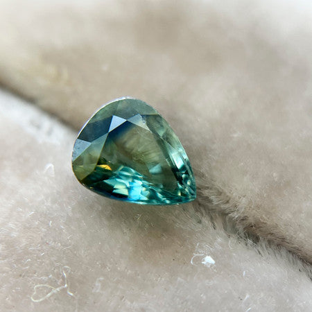Light Teal Green Pear Cut Montana Sapphire